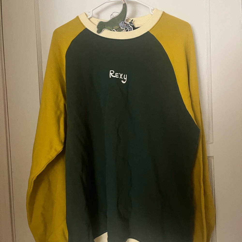 Dinosaur Graphic Sweatshirt in Green and Yellow - Picture 2 of 4